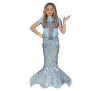 FIESTAS GUIRCA Shiny Mermaid Fancy Dress Costume Girls - Light Blue, Purple and Silver Dress with Mermaid Tail for Children 7-9 Years