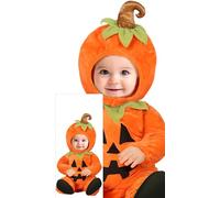 FIESTAS GUIRCA Charming Pumpkin Baby Fancy Dress Costume - Toddler Costume Including Comfy Orange Pumpkin Onesie with Hoodie - Unisex Baby Age 12-18 Months