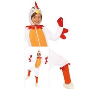 FIESTAS GUIRCA Cheeky Chicken Fancy Dress for Boys or Girls - Hen Jumpsuit & Rooster Hat - Kids Fancy Dress Costumes Boys & Girls - Unisex Age 5-6 Years