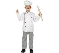 Chef Kids Fancy Dress Bake Off Head Cook Uniform Boys Girls Childrens Costume