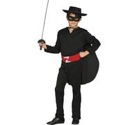 FIESTAS GUIRCA | Child Bandit Fancy Dress Costume (10-12 Years) - Mask, Shirt, Cape, Belt, Trousers and Hat - Musketeer and Adventurer Costumes for Halloween Parties - Ideal for Children - Black