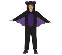 FIESTAS GUIRCA | Child Bat Fancy Dress (3-4 Years) - Jumpsuit, Hood and Wings - Animal and Halloween Costumes for Kids - Ideal for Fancy Dress Parties and Celebrations - Black and Purple