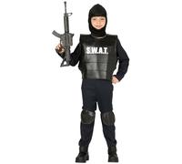 Childs SWAT Fancy Dress Costume Kids Boys Armed Cop Police Outfit fg
