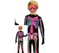 FIESTAS GUIRCA | Children's Neon Skeleton Costume - Full-Body Jumpsuit