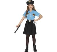 FIESTAS GUIRCA Stylish Police Girls Fancy Dress Costume - Light Blue Police Uniform with Dress & Police Hat - Kids Fancy Dress Costumes Girls - Girls Age 5-6 Years