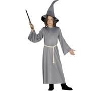 FIESTAS GUIRCA Childs Wizard Fancy Dress Costume Sorcerer Grey Tunic with Hat Witcher Outfit World Book Day Dress Up Kids Halloween Girls Boys Unisex (Age 5-6)