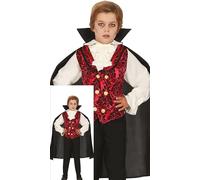 FIESTAS GUIRCA Classy Vampire Boys Fancy Dress Costume - Burgundy Vampire Costume including Vampire Cape, Shirt, Vest and Pants - Boys Halloween Costumes Age 5-6 Years