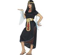 Fiestas Guirca Cleopatra Fancy Dress Women - Egyptian Goddess Dress Black & Gold - Egyptian Queen Fancy Dress Costumes for Women Size S 8-10