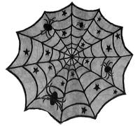FIESTAS GUIRCA | Cobweb Lace Tablecloth (100 cm) - Table Decoration for Halloween Parties and Celebrations - Ideal for Spooky Settings and Themed Parties - Black