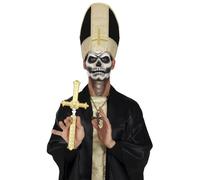 FIESTAS GUIRCA | Costume Cross Dagger Weapon Adult/Child - Gold Silver | Cruciform Shape | Skull Detail | Two-Tone Metallic Finish | 26 cm | PVC | Halloween, Carnival