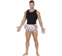 FIESTAS GUIRCA | Costume Elephant Willy Briefs Men - Cheeky Grey Novelty | Face Motif | 3D Stuffed Trunk | Padded Ears | Polyester Fabric | For Adults | Bachelor Party, Karneval & Fasching