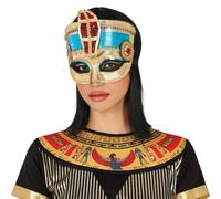 FIESTAS GUIRCA | Costume Eye Mask Adult - Egyptian Pharaoh - Gold | Metallic Finish | Sequin Embellishments | Polyester, Pvc | One Size | Carnival, Halloween, Party