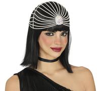 FIESTAS GUIRCA | Costume Headband Adult Woman - 1920s Gemstones - Silver | Fan-Shaped Rhinestones | Central Iridescent Gem | Metal | Included Accessory | Carnival, Halloween, Fancy Dress Parties