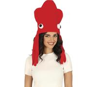 FIESTAS GUIRCA | Costume Octopus Hat Adult Unisex - Red - 65 cm | Vibrant Sea Creature Theme | Fun Tentacle Details | Soft Polyester Fabric | 65 cm | Carnival, Halloween, Parties