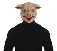 FIESTAS GUIRCA | Costume Pig Mask Adult Unisex - Beige Latex Full Head | Full Face Coverage | Lifelike Snout, Ears | Distressed, Eerie Look | Beige Finish | Halloween, Carnival, Costume Party