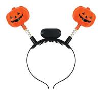 FIESTAS GUIRCA | Costume Pumpkin Headband Adult/Child - Orange/Black | Flashing Toppers | Bobbing Spring Design | PVC & Metal | Light-Up Effect | Halloween, Karneval & Fasching