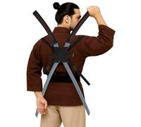 FIESTAS GUIRCA | Costume Samurai Sword Set Adult Unisex - Black Grey Red | Pair of Blades | Back Harness with Straps | PVC | 95 cm | For Halloween, Fancy Dress Parties, Cosplay