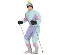 FIESTAS GUIRCA | Costume Ski Poles Pair Adult Child - 80S 90S Print - 115Cm | Set of 2 | Multicolour Geometric | Black Handles & Baskets | PVC | 115Cm | Carnival, Karneval, Halloween, Party