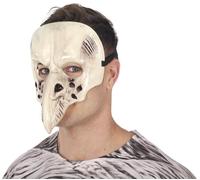 FIESTAS GUIRCA | Costume Skull Crow Beak Mask Adult Child - Beige Black PVC | Half-Face Cover | Bone-Effect Detail | Elastic Strap | Lightweight | Halloween, Karneval & Fasching