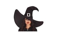 FIESTAS GUIRCA | Costume Witch Hat Adult Woman - Black Velvet - Oversized | Tall Pointed Crown | Floppy Wide Brim | Halloween, Carnival, Fancy Dress Parties, book w ook character day