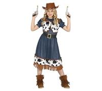 FIESTAS GUIRCA Cowgirl Fancy Dress Costume - Wild Wild West Attire with Dress and Vest for Children 10-12 Years