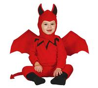 FIESTAS GUIRCA | Cute Baby Devil Costume (18-24 Months) - Jumpsuit, Hood, Wings and Tail - Demon and Devil Costumes for Halloween, Carnival and Fancy Dress Parties - Ideal for Unisex Babies - Red