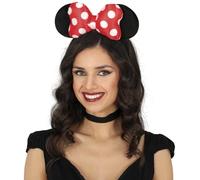 FIESTAS GUIRCA | Cute Mouse Bow Headband (One Size) - Fancy Dress Accessory for Mouse Parties, Halloween and Carnival - Ideal for Cosplay and Celebrations - Adult Women - Black and Red
