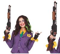 FIESTAS GUIRCA | Dangerous Fake Shotgun (65 cm) - Costume Firearm Accessory for Halloween Oktoberfest Superheroes Villains Mr. Smile - Adult Child - Black Red