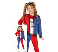 FIESTAS GUIRCA | Dangerous Girl Child Fancy Dress (7-9 years) - T-Shirt, Jacket and Trousers for Girls - Superhero and Villain Costumes, Mr. Smile, Halloween and Themed Parties - Blue and Red