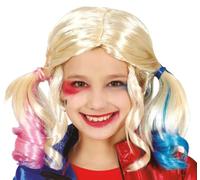 FIESTAS GUIRCA Dangerous Girl Wig - Pink & Blue Harlequin Accessory