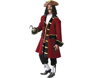 FIESTAS GUIRCA Deluxe Pirate Captain Mens Fancy Dress Costume Hook Outfit Red Jacket, Trousers and Cravat Pirate Fancy Dress Men