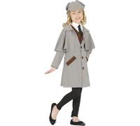 FIESTAS GUIRCA | Detective Fancy Dress Costume Children (7-9 Years) - Waistcoat, Jacket and Cap - Police and Detective Costumes for Halloween, Carnival and Fancy Dress Parties - Unisex - Grey