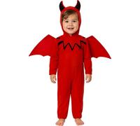 FIESTAS GUIRCA | Cute Baby Devil Costume (18-24 Months) - Jumpsuit, Hood, Wings and Tail - Demon and Devil Costumes for Halloween, Carnival and Fancy Dress Parties - Ideal for Unisex Babies - Red