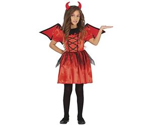 FIESTAS GUIRCA Devil Costume Dress for Girls with Wings and Horns Red Black