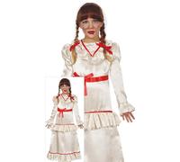 Childs Halloween Horror Devil Doll Fancy Dress Costume Girls Annabelle type fg
