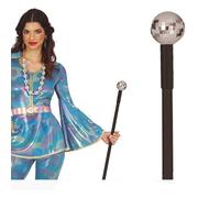 FIESTAS GUIRCA | Disco Ball Cane - Party Accessory for 80s Costumes and Disco Theme - Ideal for Carnival, Halloween and Celebrations - Silver and Purple