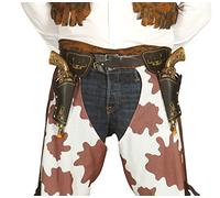 Fiestas Guirca Double Holster cowboy with bronze-colored plastic guns
