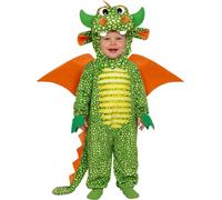 FIESTAS GUIRCA Dragon Costume Child Green Orange with Hood Wings Tail