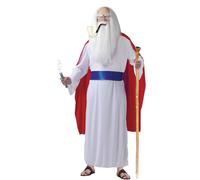 FIESTAS GUIRCA | Druid Adult Costume Men - Robe Cape Sash - XL 54-56 | 3-Piece Set | Floor-Length | Red Outer | Blue Tie | Polyester | XL 54-56 | Carnival, Halloween & World Book Day