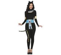 FIESTAS GUIRCA Egyptian Cat Fancy Dress Costume - Historical Costume with Black Cat Headband and Cleopatra Jumpsuit for Ladies Size M