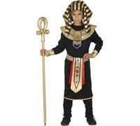 FIESTAS GUIRCA Egyptian King Pharaoh Black Golden Boys Costume Age 5-12 Years Including Headpiece, Shirt with Necklace and Belt, Trousers | For Carnival/Fancy Dress or Halloween
