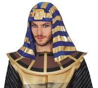 FIESTAS GUIRCA Egyptian Sovereign Pharaoh Headdress in Gold and Blue