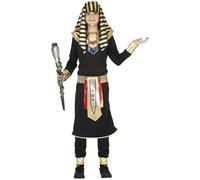 FIESTAS GUIRCA | Egyptian Teen Fancy Dress Costume (14-16 Years) - Tunic, Belt, Collar, Trousers and Headpiece - Pharaoh and Ancient Egypt Costumes for Halloween and Parties - Black and Gold