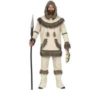 FIESTAS GUIRCA | Eskimo Fancy Dress Costume for Men - Shirt, Hood, Boot Covers and Trousers - World Cultures Costumes for Halloween, Carnival and Fancy Dress Parties - Adult
