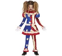FIESTAS GUIRCA Evil American USA Clown Fancy Dress for Girls - Kids Halloween Costume - Halloween Girls Costumes 3-4 years