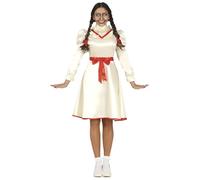 FIESTAS GUIRCA Evil Doll - White Dress with Red Bows Fancy Dress Costume Adult Woman Size M 10-12