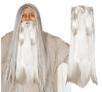 FIESTAS GUIRCA | Extra Grey Beard (One Size) - Fancy Dress Accessory for Adult Men - Ideal for Medieval and Gaulish Parties, Halloween and Carnival - Beards and Moustaches - Grey