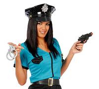 FIESTAS GUIRCA | Fake Gun with Handcuffs (One Size) - Police, Sheriff, Detective Costume Accessory for Carnival, Halloween, Themed Parties - Men Women - Black