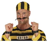 FIESTAS GUIRCA | Fake Handcuffs for Costume (35 cm) - Party Accessory for Burglar, Halloween, Carnival, Oktoberfest and Themed Events - Adult Child - Black