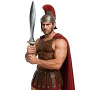 FIESTAS GUIRCA | Fake Spartan Sword (70 cm) - Costume Accessory for Greek Roman Warrior Thermopylae Leonidas Carnival Halloween - Adult Child - Silver Gold
